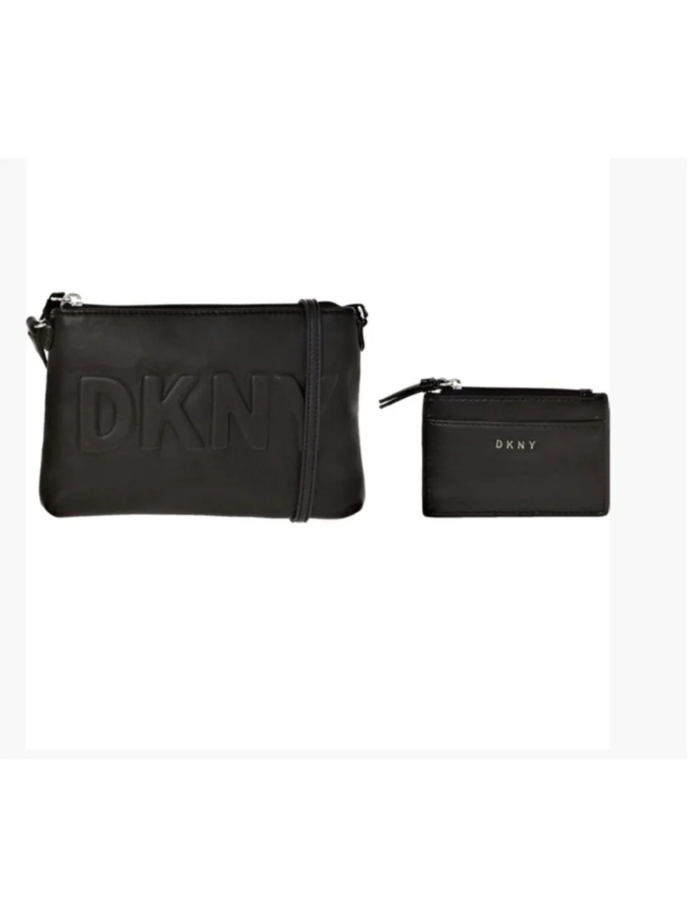 DKNY Tinsley Logo Crossbody Bag and matching card case in black